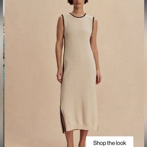 Cream Sleeveless Knit Top with Black Trim - birch small